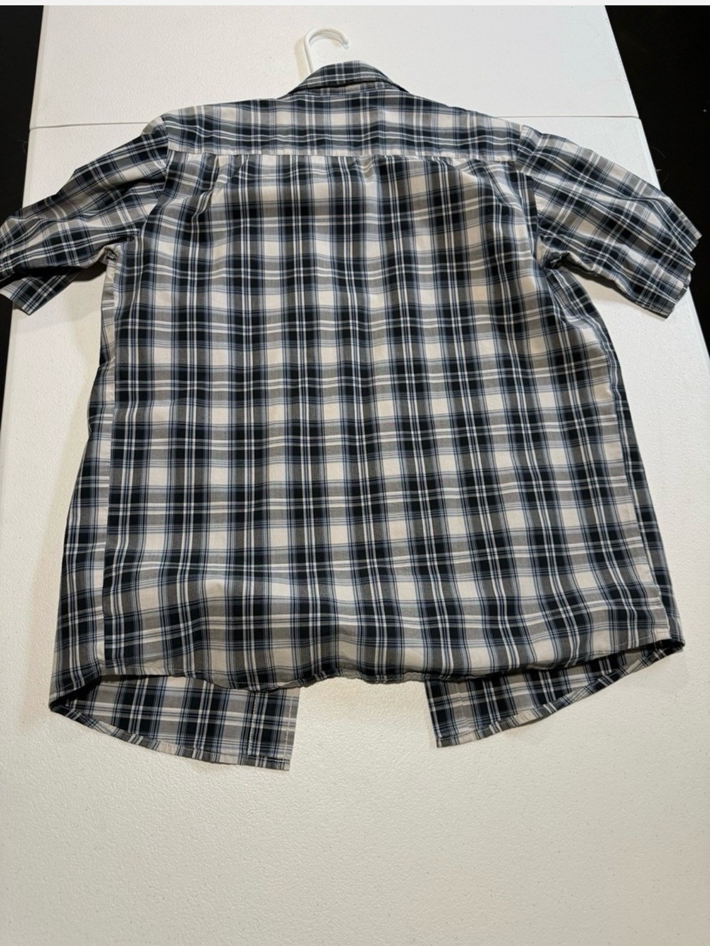 Lee Men's Short-Sleeve Plaid Button-Down Shirt - Navy and White